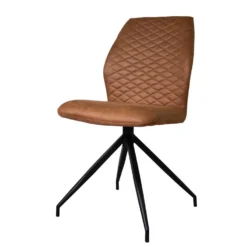 Set Van 2 Eetkamerstoelen Industrieel Grizzly Cognac - Stof - Bruin