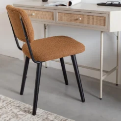 Puur Vinnes Eetkamerstoel Bouclé - Stof - Bruin -Puur Woood Winkel 1000078979 0102