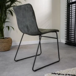 Set Van 2 Eetkamerstoelen Vienna Velvet Groen - Stof - Groen -Puur Woood Winkel 1000078988 0103