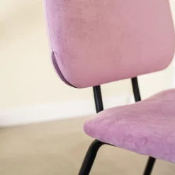 Set Van 2 Eetkamerstoelen Jerry Velvet Roze - Stof - Roze -Puur Woood Winkel 1000078996 0102