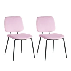 Set Van 2 Eetkamerstoelen Jerry Velvet Roze - Stof - Roze