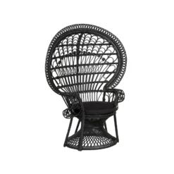 Beliani Fauteuil EMMANUELLE - Zwart Rotan