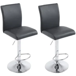 CLP Set Van 2 Barkruk Keulen Kunstleder Zwart