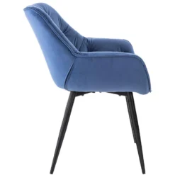 CLP Set Van 4 Eetkamerstoelen Tanna Fluweel Blauw -Puur Woood Winkel 1000080764 0102