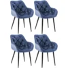 CLP Set Van 4 Eetkamerstoelen Tanna Fluweel Blauw
