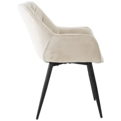 CLP Set Van 4 Eetkamerstoelen Tanna Fluweel Crème -Puur Woood Winkel 1000080765 0102