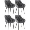 CLP Set Van 4 Eetkamerstoelen Tanna Fluweel Grijs