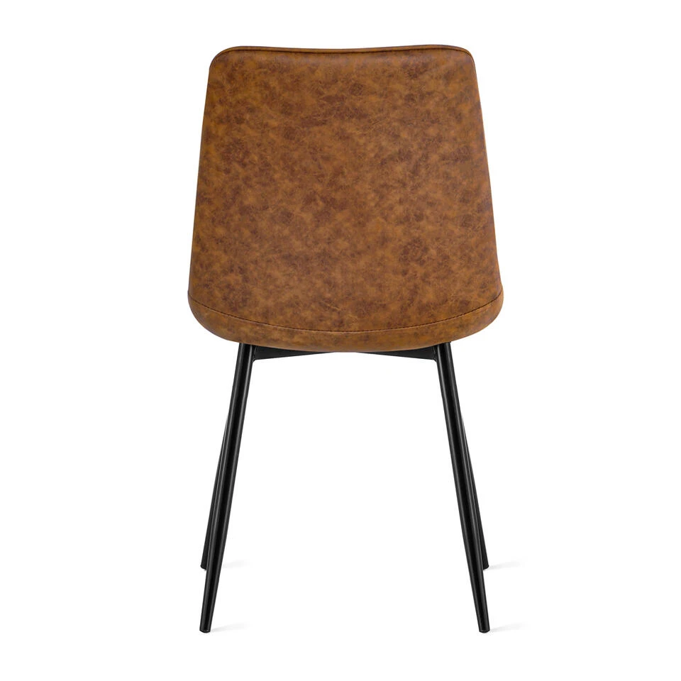 2x Eetkamerstoel Thimphu - Microleder - Cognac 4 2x Eetkamerstoel Thimphu - Microleder - Cognac - Afbeelding 4