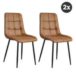 2x Eetkamerstoel Thimphu - Microleder - Cognac