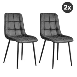 2x Eetkamerstoel Thimphu - Microleder - Antraciet