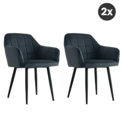 2x Eetkamerstoel Praia - Fluweel - Zwart