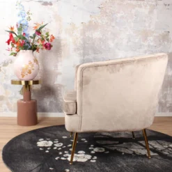 DS4U® Norah Fauteuil Velvet - Stof - Beige -Puur Woood Winkel 1000081202 0102