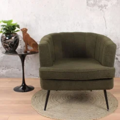DS4U® Norah Fauteuil Teddy - Stof - Groen -Puur Woood Winkel 1000081205 0102