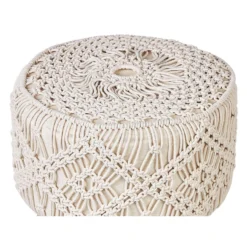 Beliani Hocker MANZAI - Beige Katoen -Puur Woood Winkel 1000081320 0103