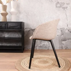 DS4U® Liva Eetkamerstoel Stof - Stof - Taupe -Puur Woood Winkel 1000081833 0103
