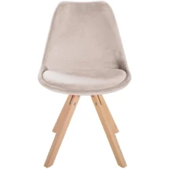 CLP Eetkamerstoel Sofia Vierkant Frame Fluweel Beige -Puur Woood Winkel 1000081835 0102