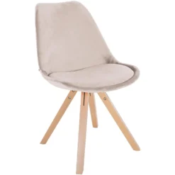 CLP Eetkamerstoel Sofia Vierkant Frame Fluweel Beige