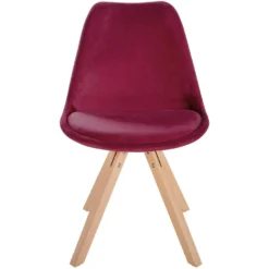 CLP Eetkamerstoel Sofia Vierkant Frame Fluweel Bordeaux Rood -Puur Woood Winkel 1000081836 0102