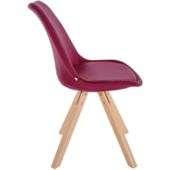CLP Eetkamerstoel Sofia Vierkant Frame Fluweel Bordeaux Rood -Puur Woood Winkel 1000081836 0103