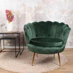 DS4U® Feliz Fauteuil Velvet - Stof - Groen -Puur Woood Winkel 1000081844 0102
