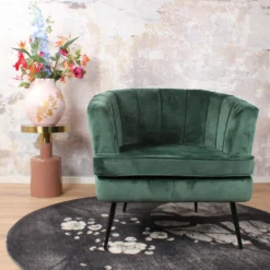 DS4U® Norah Fauteuil Velvet - Stof - Groen -Puur Woood Winkel 1000081845 0102