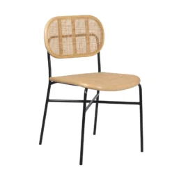 Giga Meubel Eetkamerstoel Webbing Naturel - Metalen Onderstel - Bohemian Stijl -Puur Woood Winkel 1000081879 0102