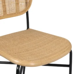 Giga Meubel Eetkamerstoel Webbing Naturel - Metalen Onderstel - Bohemian Stijl -Puur Woood Winkel 1000081879 0103