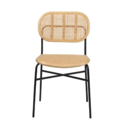 Giga Meubel Eetkamerstoel Webbing Naturel - Metalen Onderstel - Bohemian Stijl