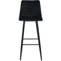 DS4U® Gaby Barkruk Velvet - Stof - Zwart -Puur Woood Winkel 1000082256 0103