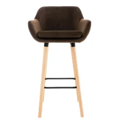 CLP Barkruk Grant Fluweel Bruin -Puur Woood Winkel 1000082654 0102