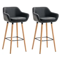 CLP Set Van 2 Barkrukken Grant Kunstleder Zwart