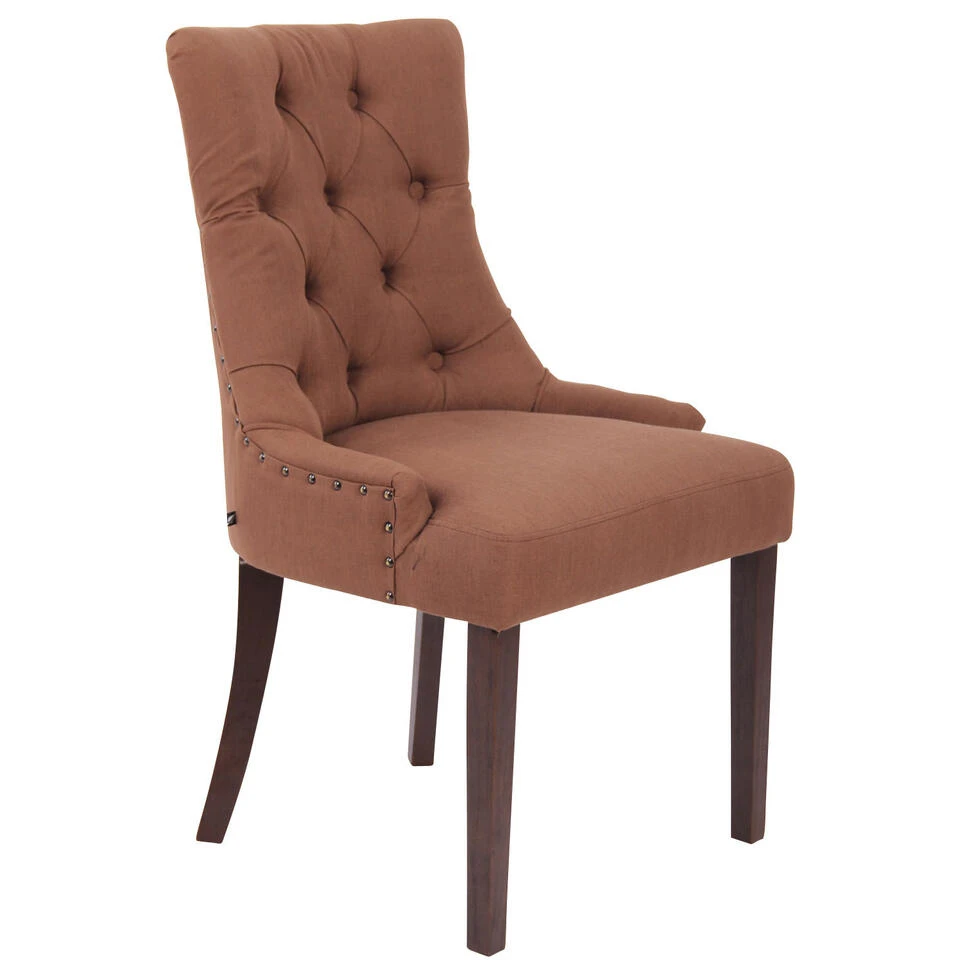 CLP Eetkamerstoel Aberdeen Donker Frame Stof Bruin 1 CLP Eetkamerstoel Aberdeen Donker Frame Stof Bruin