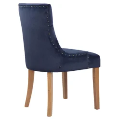 CLP Eetkamerstoel Aberdeen Licht Bruin Frame Fluweel Blauw -Puur Woood Winkel 1000082887 0103