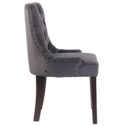 CLP Set Van 4 Eetkamerstoelen Aberdeen Donker Bruin Frame Fluweel Grijs -Puur Woood Winkel 1000082889 0102