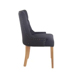 CLP Set Van 2 Eetkamerstoelen Aberdeen Licht Bruin Frame Stof Zwart -Puur Woood Winkel 1000082895 0102