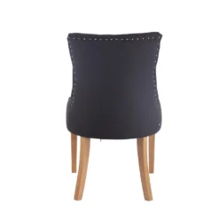 CLP Set Van 2 Eetkamerstoelen Aberdeen Licht Bruin Frame Stof Zwart -Puur Woood Winkel 1000082895 0103