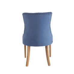 CLP Set Van 2 Eetkamerstoelen Aberdeen Licht Bruin Frame Stof Blauw -Puur Woood Winkel 1000082897 0103