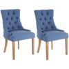 CLP Set Van 2 Eetkamerstoelen Aberdeen Licht Bruin Frame Stof Blauw