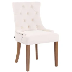 CLP Eetkamerstoel Aberdeen Licht Bruin Frame Fluweel Crème