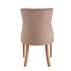 CLP Set Van 2 Eetkamerstoelen Aberdeen Licht Bruin Frame Stof Taupe -Puur Woood Winkel 1000082925 0103