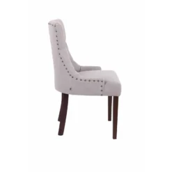 CLP Set Van 2 Eetkamerstoelen Aberdeen Donker Bruin Frame Stof Zilverkleurig -Puur Woood Winkel 1000082929 0102