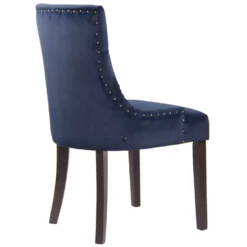 CLP Eetkamerstoel Aberdeen Donker Bruin Frame Fluweel Blauw -Puur Woood Winkel 1000082938 0103