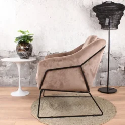 DS4U® Antonio Fauteuil Velvet - Stof - Beige -Puur Woood Winkel 1000082943 0102