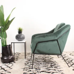 DS4U® Antonio Fauteuil Velvet - Stof - Groen -Puur Woood Winkel 1000082947 0103