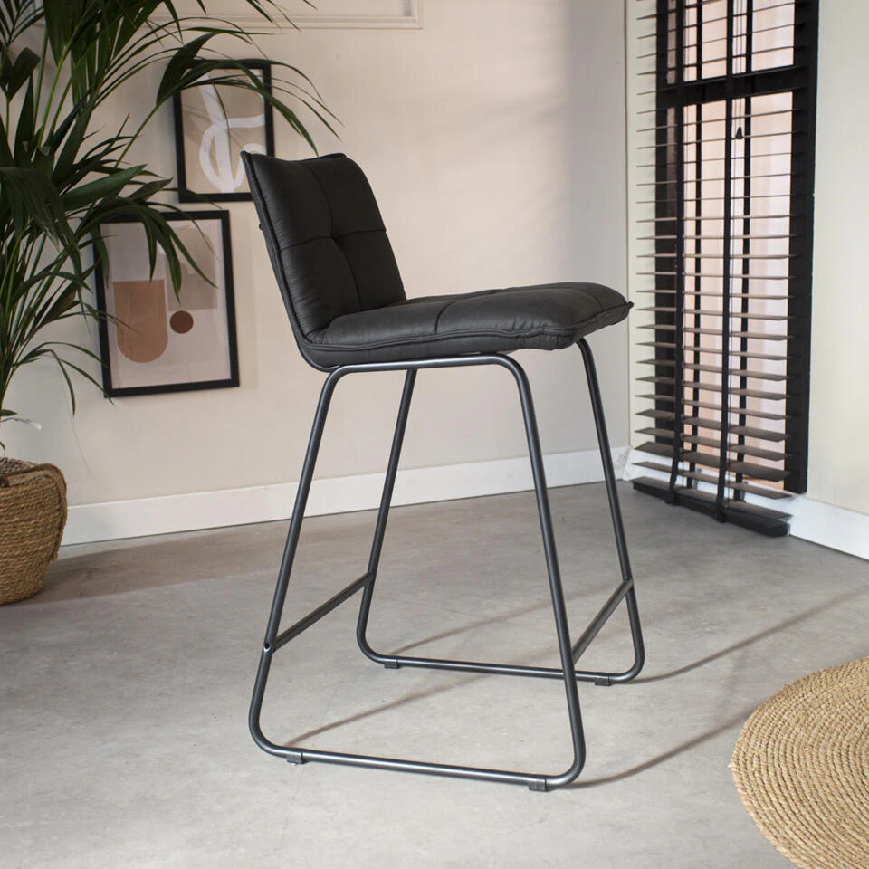 Set Van 2 Barkrukken Industrieel Jelle Antraciet Zithoogte 65 Cm Stof 3 Set Van 2 Barkrukken Industrieel Jelle Antraciet Zithoogte 65 Cm Stof - Afbeelding 3