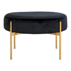Giga Meubel Poef Zwart - Velvet - 61x61x39cm - Poef Amadora