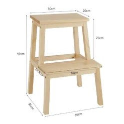 ACAZA Houten Opstapje - Krukje Met 2 Niveaus Voor Keuken Of Kelder - Bruin -Puur Woood Winkel 1000085108 0102