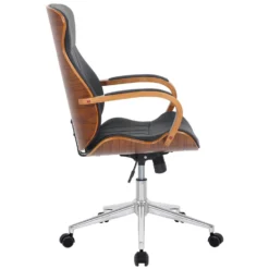 Clp Bureaustoel Melilla Kunstleder Walnoot Zwart -Puur Woood Winkel 1000085263 0102