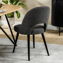 Devin Eetkamerstoel Teddy - Stof - Zwart -Puur Woood Winkel 1000085706 0102