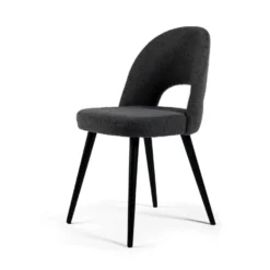 Devin Eetkamerstoel Teddy - Stof - Zwart